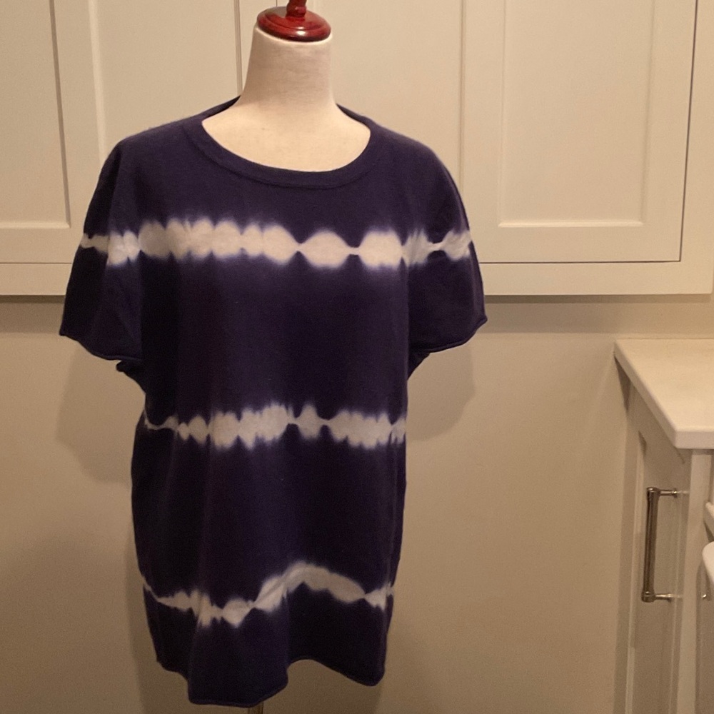 J. Crew navy/white tie dye cashmere sweater